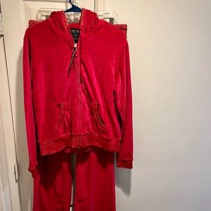 NWT Soho Lady red velvet and gold sweatsuit set